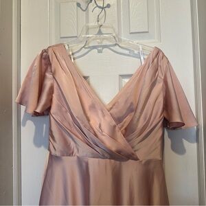 AW Bridal Furst Dress Pearl Pink Satin w/ Pockets (See Photos For Measurements)